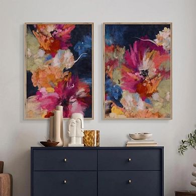 Abstract Floral Wall Art Set of 2 Modern Canvas Prints for Home Decor