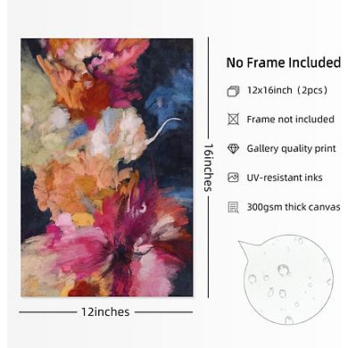 Abstract Floral Wall Art Set of 2 Modern Canvas Prints for Home Decor