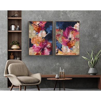 Abstract Floral Wall Art Set of 2 Modern Canvas Prints for Home Decor