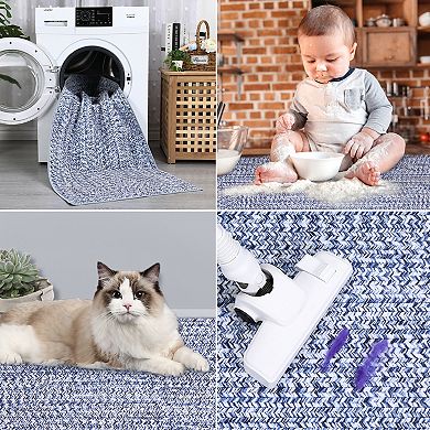 GlowSol Modern Plain Style Machine Washable Area Rug Soft Non Slip Low Pile for Living Room Bedroom