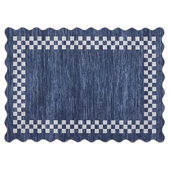 GlowSol Modern Scalloped Area Rug Machine Washable Non Slip Soft Rug for Bedroom Dining Kitchen