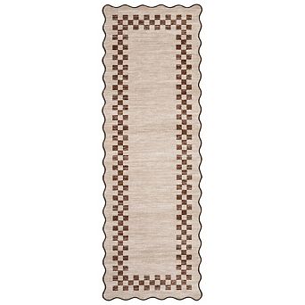 GlowSol Modern Scalloped Area Rug Machine Washable Non Slip Soft Rug for Bedroom Dining Kitchen