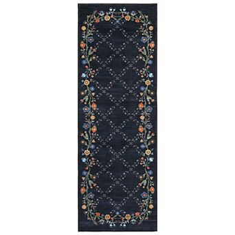 GlowSol Modern Floral Printed Area Rug Washable Stain Resistant Non Slip Rug for Kitchen Dining Room