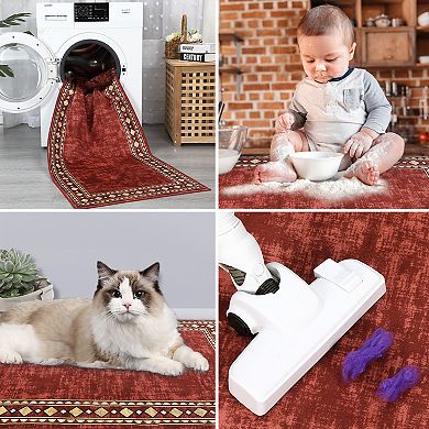 GlowSol Modern Solid Color Area Rug Ultra Thin Non Slip Machine Washable Rug for Bedroom Laundry