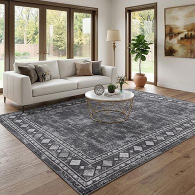 GlowSol Modern Solid Color Area Rug Ultra Thin Non Slip Machine Washable Rug for Bedroom Laundry