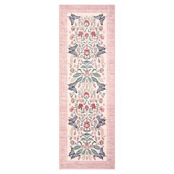 GlowSol Pastoral Floral Area Rug Ultra Thin Non Slip Washable Rug for Living Room Bedroom Entryway