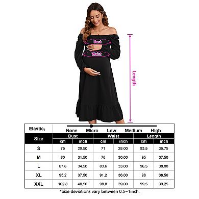 Women's Long Sleeve Maternity Square Neck Midi Dress