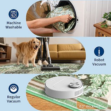 GlowSol Modern Floral Printed Area Rug for Bedroom Machine Washable Low Pile Non Slip for Kitchen