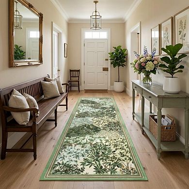 GlowSol Modern Floral Printed Area Rug for Bedroom Machine Washable Low Pile Non Slip for Kitchen