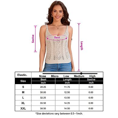 Women's Square Neck Cable Knit Cami Tank Sleeveless Knit Tank
