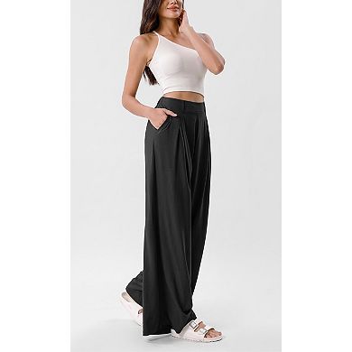 Women's High Waisted Wide Leg Pants Lightweight with Side Pockets