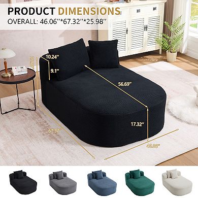BAOURE Corduroy Chaise Lounge Indoor Sleeper Sofa Bed with Two Pillows No Assembly Required