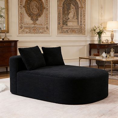 BAOURE Corduroy Chaise Lounge Indoor Sleeper Sofa Bed with Two Pillows No Assembly Required