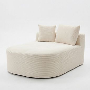 BAOURE Corduroy Chaise Lounge Indoor Sleeper Sofa Bed with Two Pillows No Assembly Required