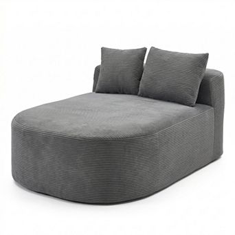 BAOURE Corduroy Chaise Lounge Indoor Sleeper Sofa Bed with Two Pillows No Assembly Required
