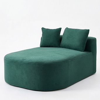 BAOURE Corduroy Chaise Lounge Indoor Sleeper Sofa Bed with Two Pillows No Assembly Required
