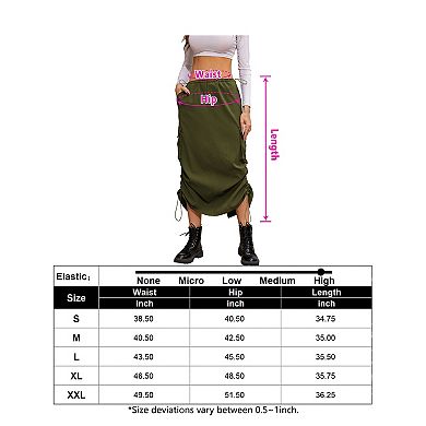 Women's Low Rise Cargo Skirt With Side Pockets Drawstring