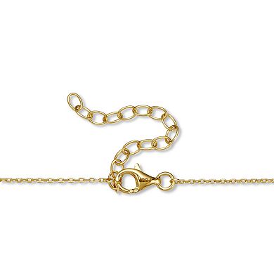 Cushion Cut Genuine Green Jade 18k Gold-plated Pendant Necklace, 18 inches