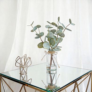 Kaelin Home Artificial Eucalyptus Stems in Glass Vase with Faux Water