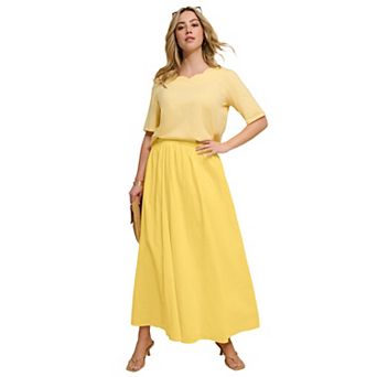Roaman's Women's Plus Size Cotton Pull-On Maxi Skirt