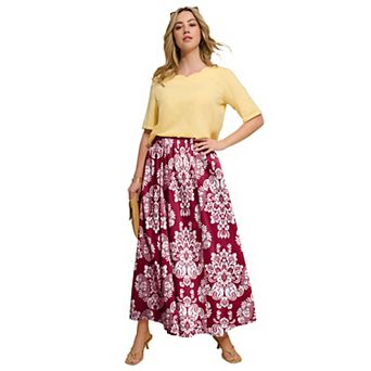 Roaman's Women's Plus Size Cotton Pull-On Maxi Skirt