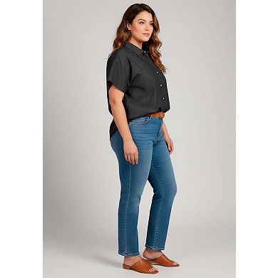 Avenue Women's Plus Size Dolman Short Sleeve Shirt