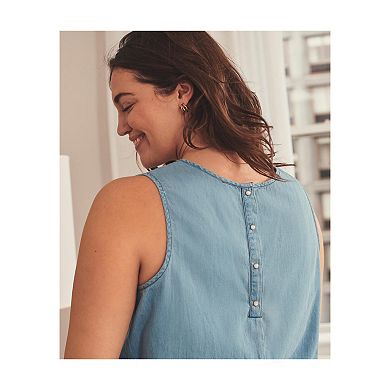 Avenue Women's Plus Size Chambray Sleeveless Tank