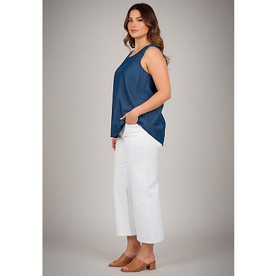 Avenue Women's Plus Size Chambray Sleeveless Tank