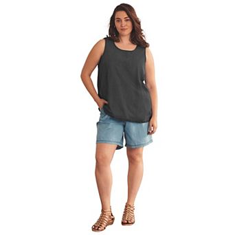 Avenue Women's Plus Size Chambray Sleeveless Tank