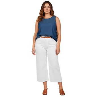 Avenue Women's Plus Size Chambray Sleeveless Tank
