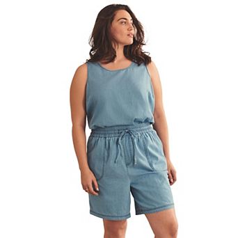 Avenue Women's Plus Size Chambray Sleeveless Tank