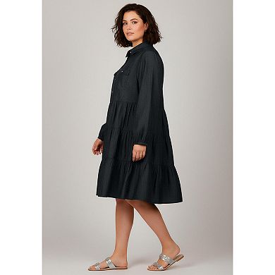 Avenue Women's Plus Size Chambray Shirt Dress