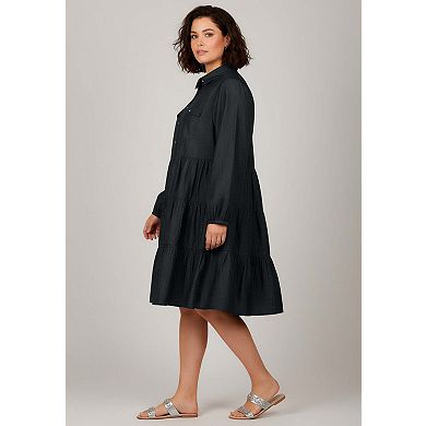Avenue Women's Plus Size Chambray Shirt Dress
