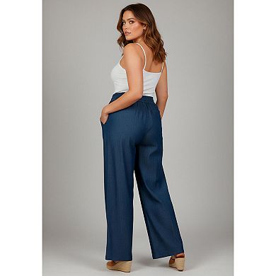 Avenue Women's Plus Size Wide-Leg Drawstring Pant