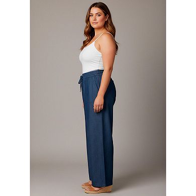 Avenue Women's Plus Size Wide-Leg Drawstring Pant