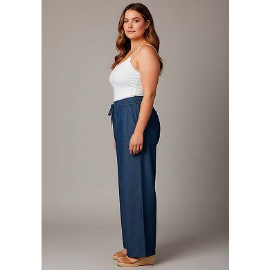 Avenue Women's Plus Size Wide-Leg Drawstring Pant