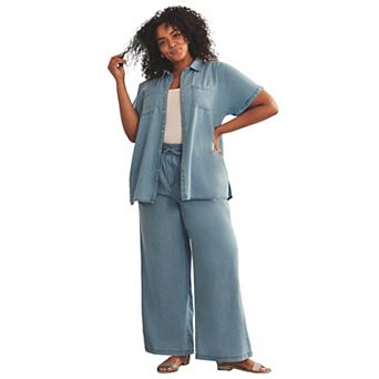 Avenue Women's Plus Size Wide-Leg Drawstring Pant