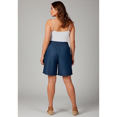 Avenue Women's Plus Size Wide-Leg Drawstring Short