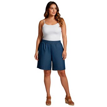 Avenue Women's Plus Size Wide-Leg Drawstring Short