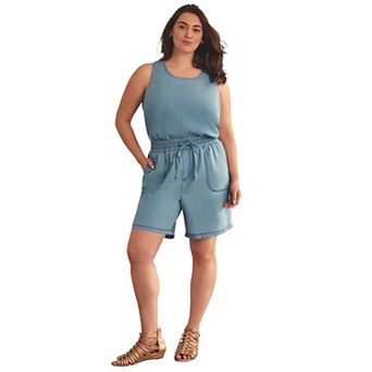 Avenue Women's Plus Size Wide-Leg Drawstring Short