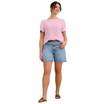 Ellos Plus Size Denim 5-Pocket Relaxed “Mom"" Shorts