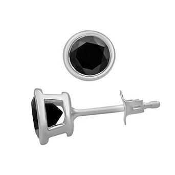 Jewelexcess Sterling Silver 2 Carat T.W. Black Diamond Stud Earrings