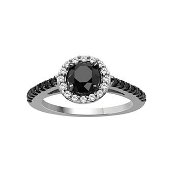 Jewelexcess Sterling Silver 1 1/2 Carat T.W. Black & White Diamond Ring