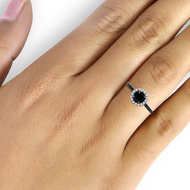 Jewelexcess Sterling Silver 1 1/2 Carat T.W. Black & White Diamond Ring