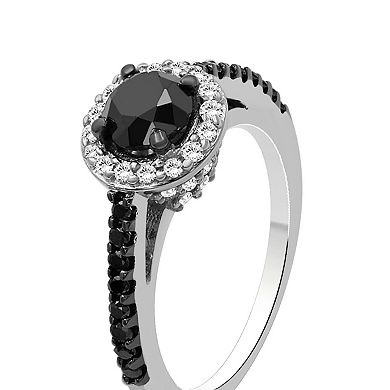 Jewelexcess Sterling Silver 1 1/2 Carat T.W. Black & White Diamond Ring