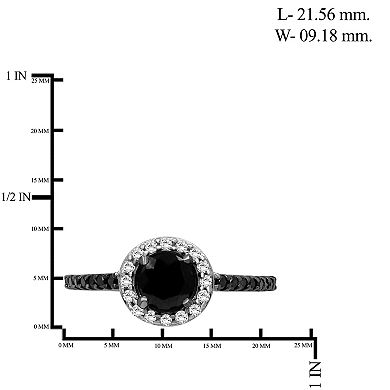 Jewelexcess Sterling Silver 1 1/2 Carat T.W. Black & White Diamond Ring