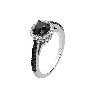 Jewelexcess Sterling Silver 1 1/2 Carat T.W. Black & White Diamond Ring