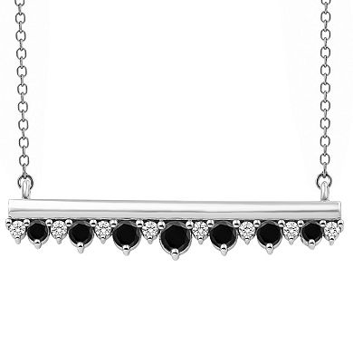 Jewelexcess 1/2 Carat T.W. Black & White Diamond Silver Necklace
