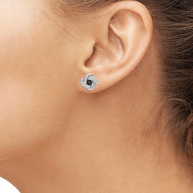 Jewelexcess 1/20 Carat T.W. Black Diamond Silver Earrings