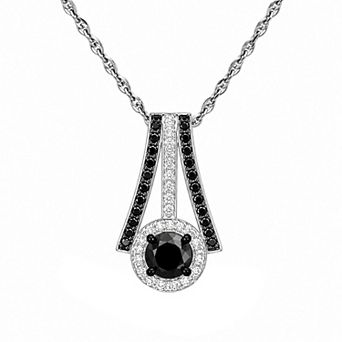 Jewelexcess 1 Carat T.W. Black & White Diamond Pendant Necklace